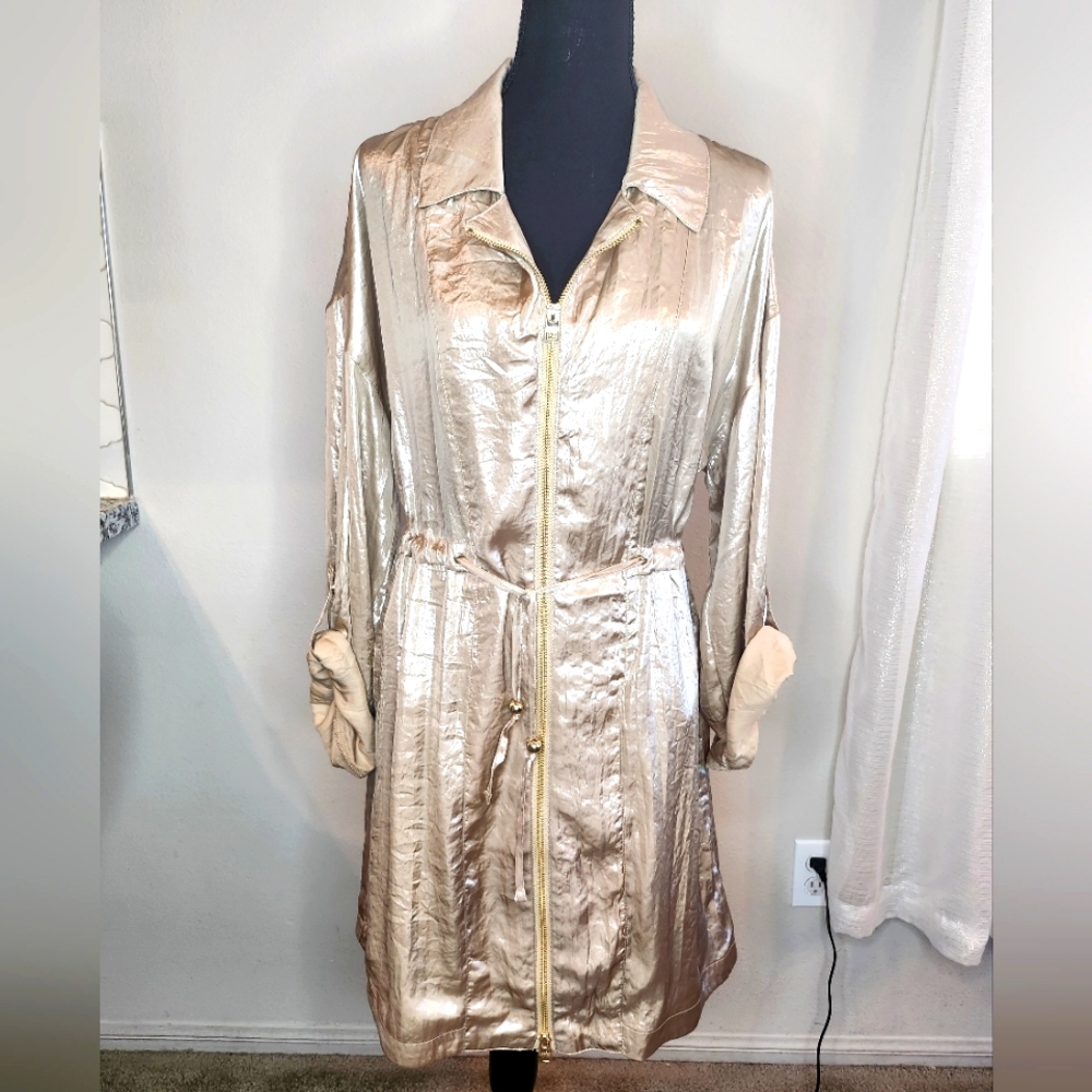 MARC New York unlined polyester gold coat Size Medium